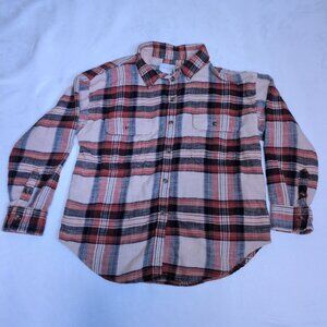 American Eagle Outfitters Orange Plaid Flannel Button-Down Shirt‎ - S